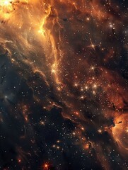 Wall Mural - A starry sky with a bright orange cloud in the middle