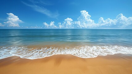 Sunny beach with clear sky and calm ocean