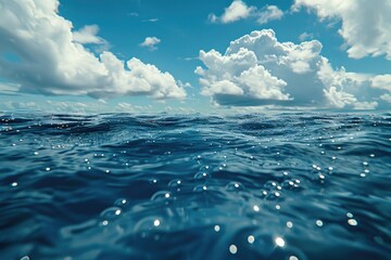 Wall Mural - the ocean is calm and clear, with a few clouds in the sky