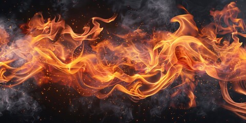 Canvas Print - A long, curling flame with smoke and sparks trailing behind it