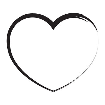 Heart contour vector. Black hand drawn love icon  isolated on white background . Paint brush stroke heart icon. eps10
