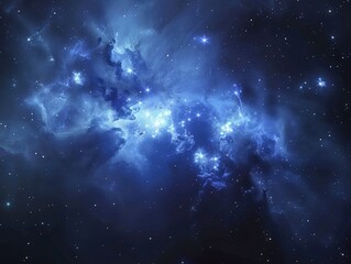 Wall Mural - A blue sky with stars and a cloud