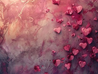 Wall Mural - A pink background with a lot of hearts scattered around it