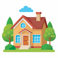 Wall Mural - illustration of a house with a tree