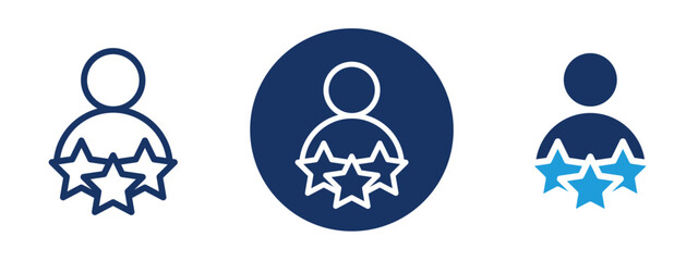 Rating employee icon, consumer quality rating icon, 3 star employee rating icon