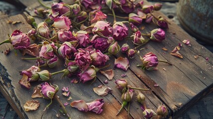 Drying rose buds in my natural garden