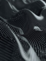 Sticker - A black and white image of a wave with many dots