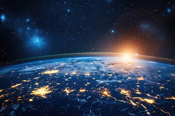 Wall Mural - A view of the Earth from space, with the stars