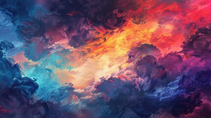 Wall Mural - Colorful cloudy sky at sunrise and sunset creating a stunning abstract background