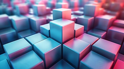 Poster - An abstract background with 3D cubes stacked in a geometric pattern, soft lighting and shadows, hd quality, digital rendering, elegant simplicity, modern aesthetic, artistic composition, high contrast