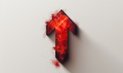 Poster - Red Grunge Arrow Pointing Downward Icon Illustration with Shadow on Light Background - Direction, Navigation, and Graphic Design Concept