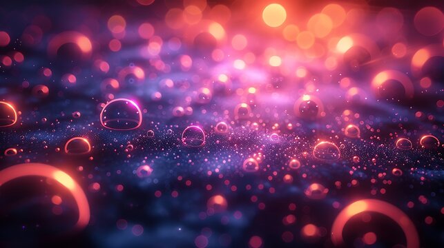 An abstract background with glowing neon circles, bright and vivid colors, dark backdrop, hd quality, digital art, high contrast, futuristic ambiance, dynamic lighting, artistic composition.
