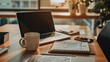 © Ansar - A minimalist financial planner's desk with a laptop, financial reports, and a coffee mug.
