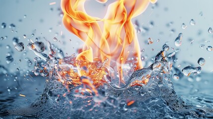 Aufkleber - Fire and ice, white background. Generative AI.