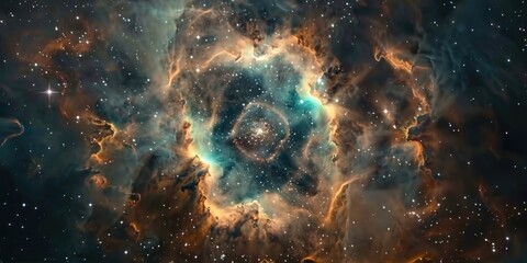 Wall Mural - A colorful nebula with a bright blue center