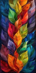 Poster - Abstract leaf designs with colorful and layered patterns, creating a stunning visual display.