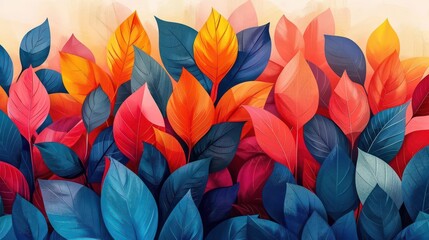 Canvas Print - Abstract floral compositions with layered petals and leaves in vibrant hues and intricate patterns.