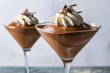 Wall Mural - A rich and velvety chocolate mousse served in a martini glass