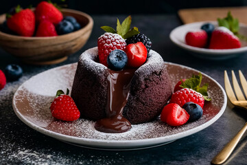 Wall Mural - A sumptuous chocolate lava cake