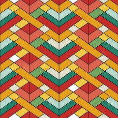 Wall Mural - Seamless pattern of bricks arranged in a herringbone or chevron pattern with alternating colors, Generative AI