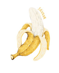 Wall Mural - peeled banana isolated on white