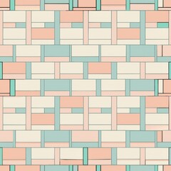 Wall Mural - Seamless pattern of pastel-colored bricks creating a soft and playful effect, Generative AI