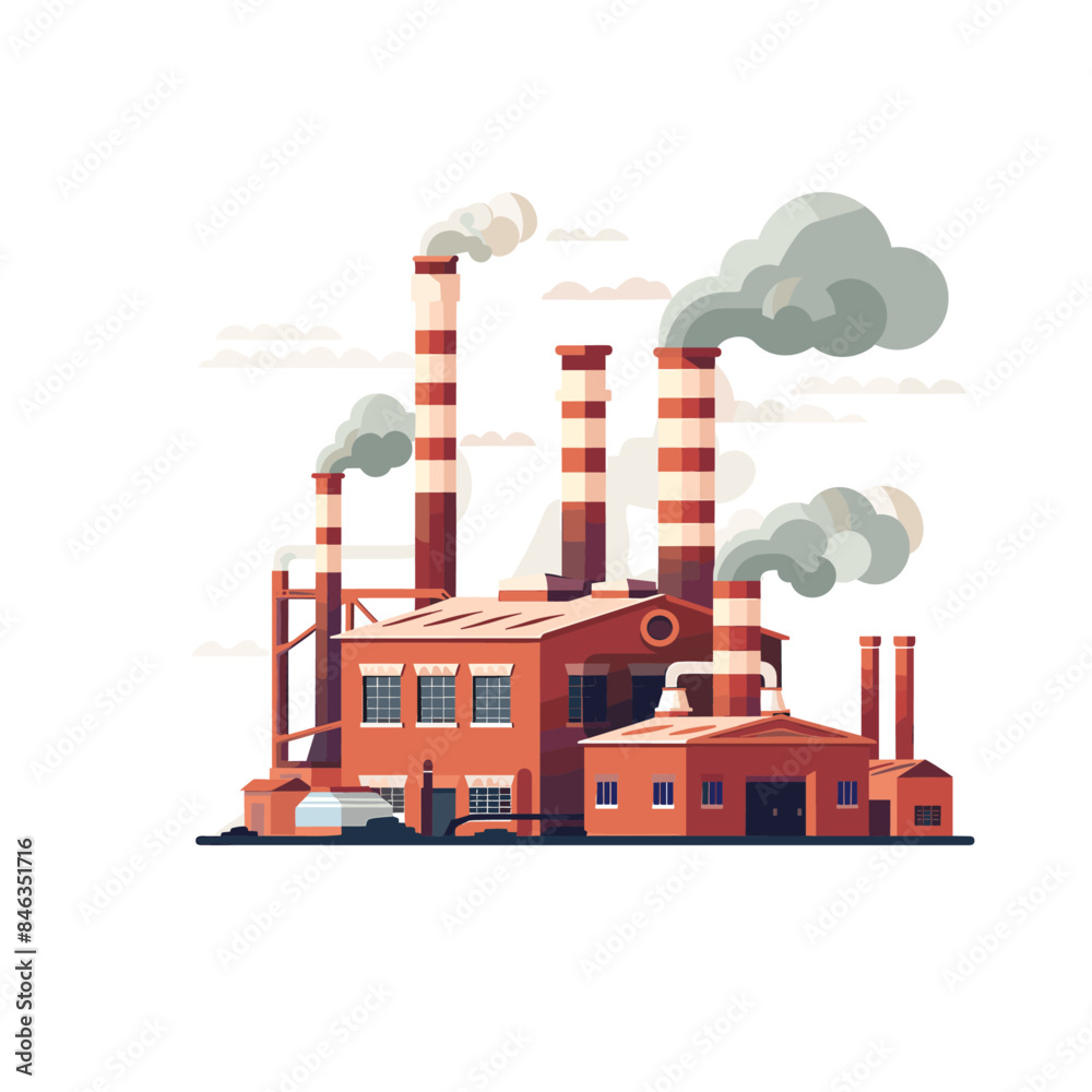 2D game art, cartoon flat design industrial buildings Stock Vector ...