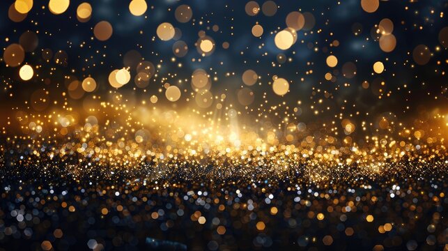 Shiny Gold Glitter Burst on Dark Background