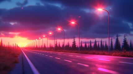 Wall Mural - car driving on highway at night