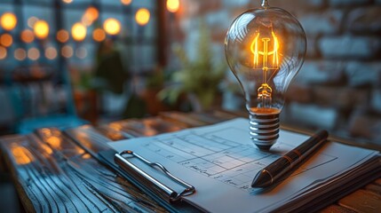 Poster - A checklist and a light bulb. Generative AI.