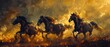 © Nouman Ashraf - Beautiful horses running, A double black horse oil painting