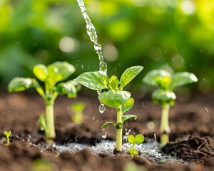 Lavender-toned irrigation system creating a cool and moist environment in the fields