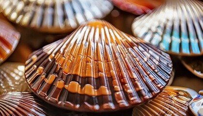 Exotic Macro Closeup: Beautiful Colorful Tropical Shell Souvenir