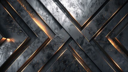 Wall Mural - A black and silver image with a lot of sharp angles and a lot of light