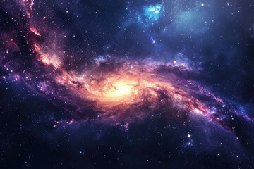 Wall Mural - Stunning Spiral Galaxy in Deep Space with Vibrant Colors and Nebulae, Capturing the Mysteries of the Universe and the Beauty of Cosmic Phenomena in a Mesmerizing Celestial Landscape