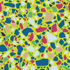 Sticker - Terrazzo seamless pattern. Tile with pebbles and stone. Abstract texture background for wrapping paper, wallpaper, terrazzo flooring. Vector