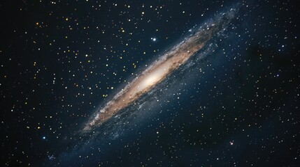 Wall Mural - A spiral galaxy with a bright yellow center