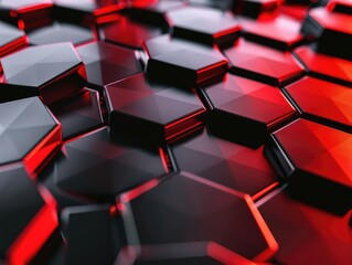 Sticker - A close up of a black and red hexagonal pattern