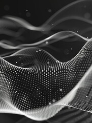 Wall Mural - A black and white image of a wave with many dots