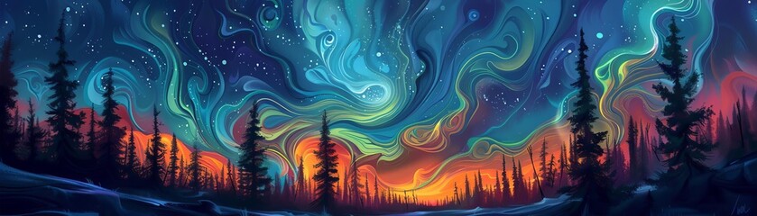 the enchanting beauty of the aurora borealis in the canadian wilderness, focusing on the intricate s