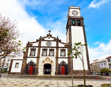 Fototapeta Miasto - Tower of St. Sebastian church (Igreja Matriz de Sao Sebastiao) in Ponta Delgada, San Miguel, the Autonomous Region of the Azores, Portugal.