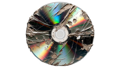 Damaged CD isolated on transparent or white background