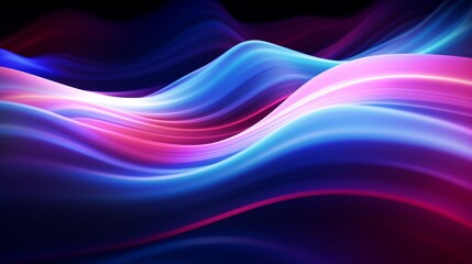 Poster - An mesmerizing abstract flowing neon wave background in a retro 80s style,