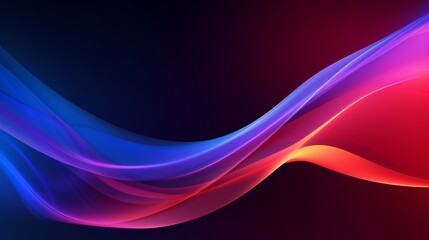 Poster - An abstract flowing neon wave background in a minimalist style, with simple lines and bold colors.