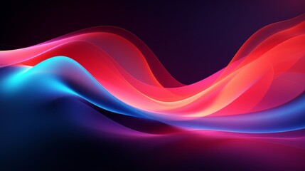 Poster - An abstract flowing neon wave background in a minimalist style, with simple lines and bold colors.