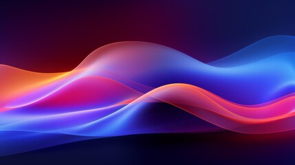 Poster - An abstract flowing neon wave background in a minimalist style, with simple lines and bold colors.