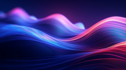 Poster - An abstract flowing neon wave background in a surreal style, with dreamlike imagery and distorted perspectives.