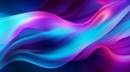 Poster - An abstract flowing neon wave background inspired by the Northern Lights, with swirling auroras and vibrant hues.