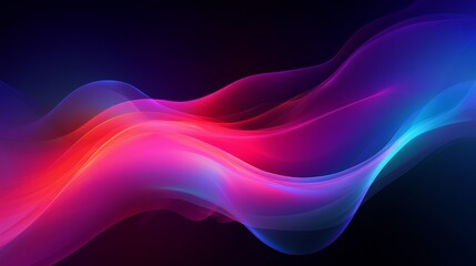 Poster - An abstract flowing neon wave background inspired by the Northern Lights, with swirling auroras and vibrant hues.