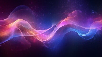 Poster - An abstract flowing neon wave background reminiscent of a cosmic nebula, with swirling gases and radiant colors.
